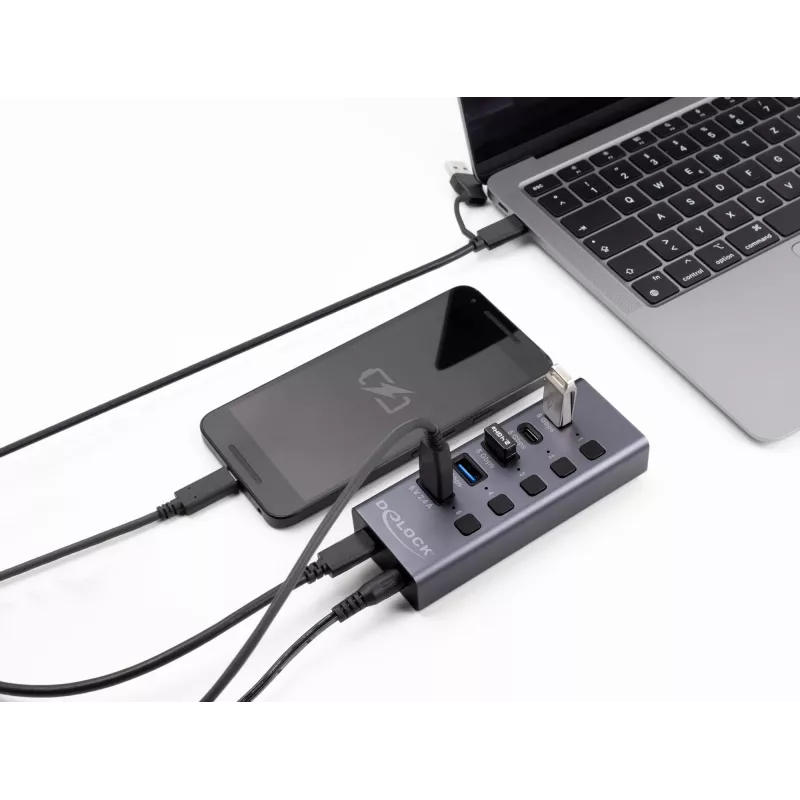 USB Hub Delock 64248 5 Gbit/s 2 x Type-A 2 x Type-C 1 θύρα γρήγορης φόρτισης