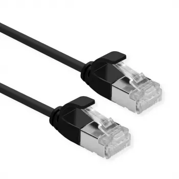 ROLINE DataCenter - καλώδιο patch - RJ-45 (M) σε RJ-45 (M) - 1,5 m - U/FTP - CAT 6a - χωρίς αλογόνα, χυτό, λεπτό σύρμα - μαύρο, pantone 3C (21.15.3354)
