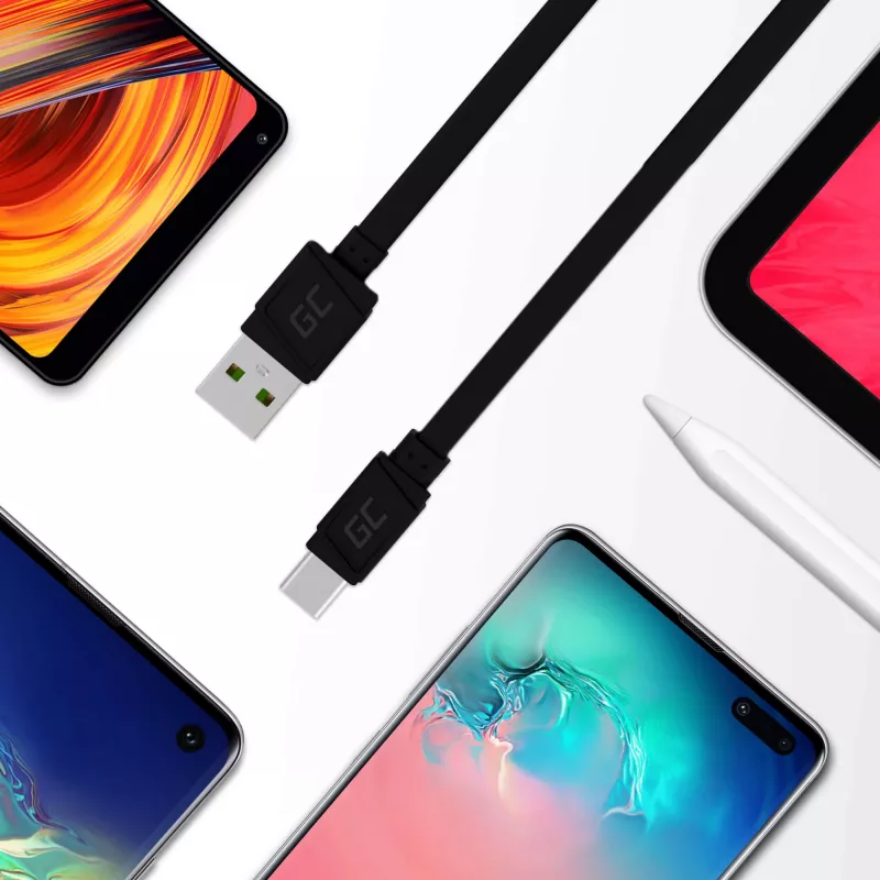 Καλώδιο USB-A σε USB-C Green Cell KABGC03 — 0,25 m, μαύρο, 480 Mbit/s