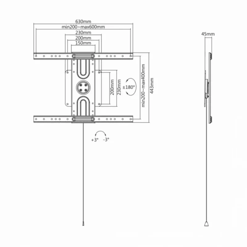 Sbox PLB-1246F Σταθερή βάση τηλεόρασης επίπεδης οθόνης 37-70 50kg