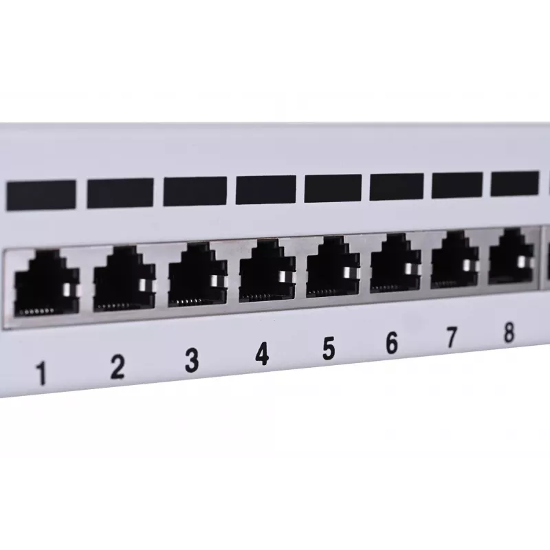 Patch panel LANBERG PPF6-9012-S, 12-Port, μέταλλο, γκρι, 1HE, 215×130×44.5 mm