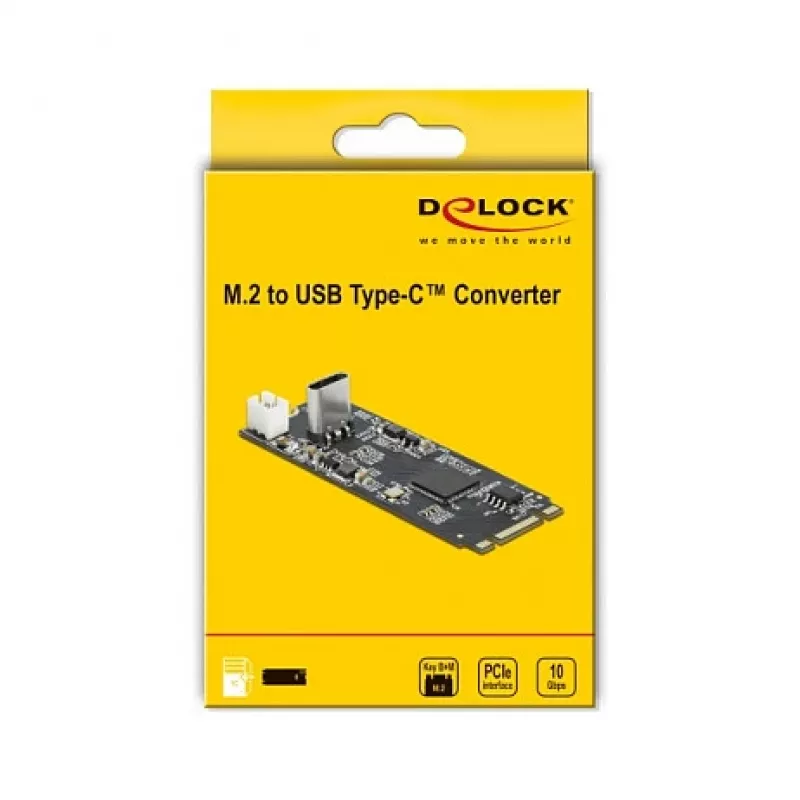 M.2 Key B+M αρσενικό βύσμα σε υποδοχή USB Type-C μετατροπέας, DeLOCK, 63174