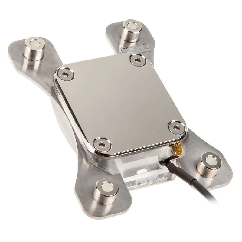Waterblock Aqua-Computer 21716 — Ακρυλικό/Nickel, 111×75×22 mm, ασημί/λευκό