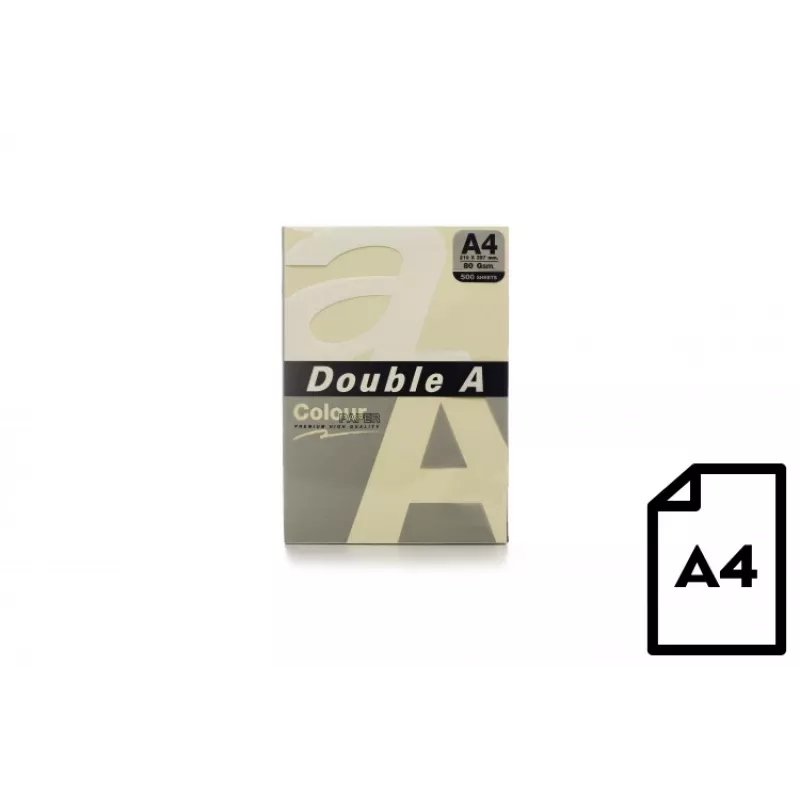 Χρωματιστό χαρτί Double A, 80g, A4, 500 φύλλα, Ελεφαντόδοντο