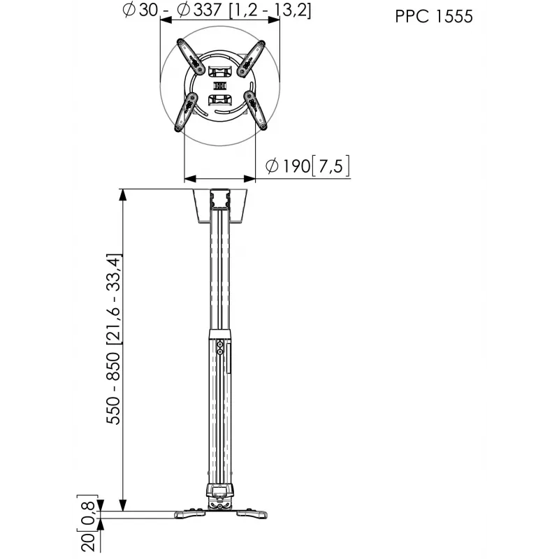 Βάση οροφής προβολέα Vogel's PPC 1555 Ασημί