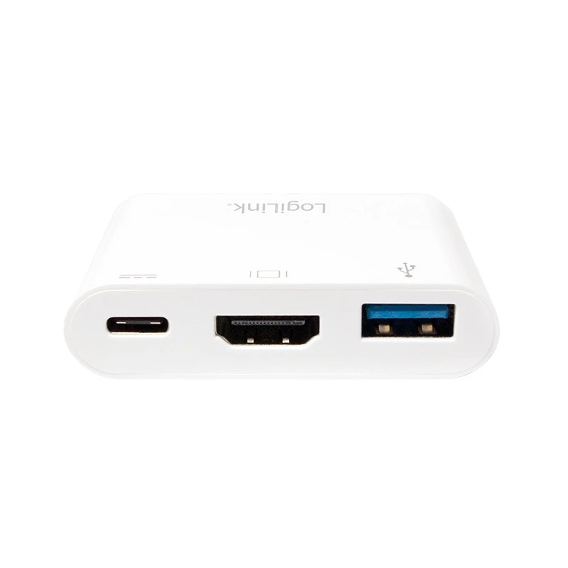 LogiLink 0,14m 2xUSB-C HDMI USB A λευκό