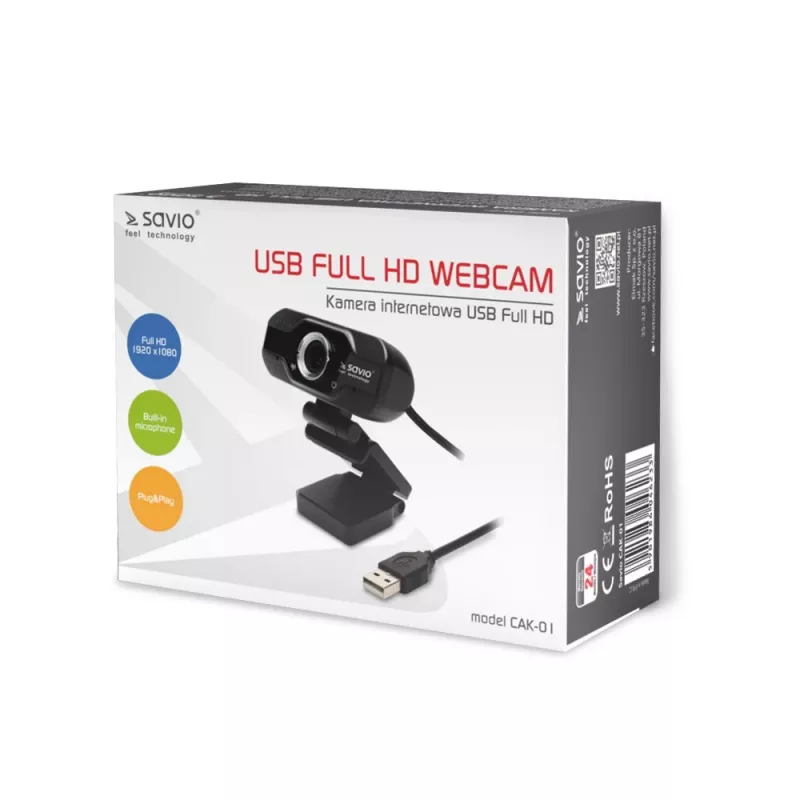 Κάμερα internet Savio Webcam USB Full HD με ενσωματωμένο μικρόφωνο