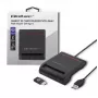 Αναγνώστης Καρτών ID QOLTEC Smart-Chip — USB, μαύρο, 84,5×65×16 mm, 63 g