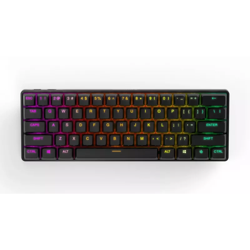 Μηχανικό gaming πληκτρολόγιο STEELSERIES Apex Pro Mini Wireless — 60% form factor, USB + RF Wireless + Bluetooth, QWERTY US, μαύρο