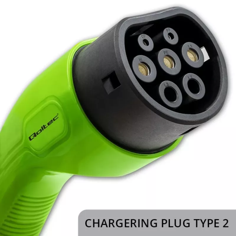 Qoltec Mobile EV Car Charger Adjustable 2in1 Type2 | 7kW | 230V | CEE 3 PIN | Wi-fi| LCD | φορητός | Wallbox | 5m