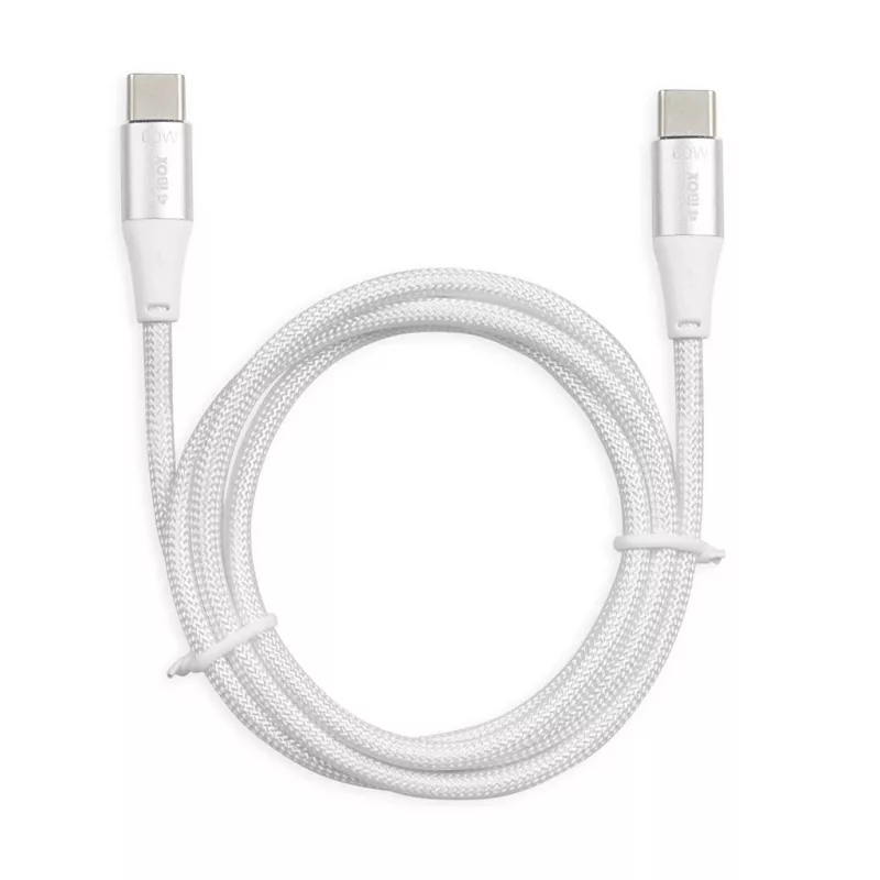 Καλώδιο USB-C σε USB-C IBOX IKUTC2W 2 m, USB 2.0, 3 A, λευκό, υφασμάτινη πλέξη