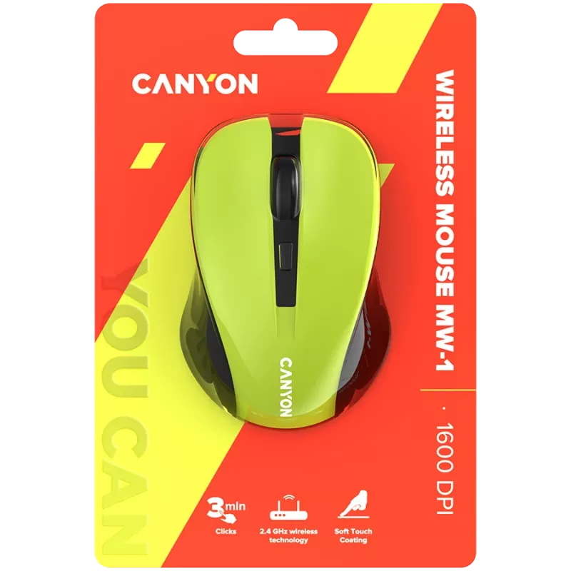 Ποντίκι CANYON MW-1 Wireless Κίτρινο CNE-CMSW1Y Διεπαφή