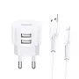 Φορτιστής usams T20 2x USB 2.1A με καλώδιο Lightning – φορητός φορτιστής τοίχου USB