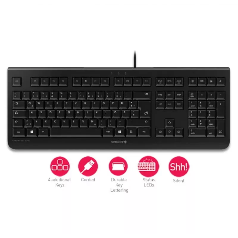 CHERRY KC 1000 Πληκτρολόγιο Home USB Ελβετικό layout Μαύρο