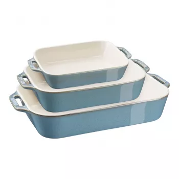 Staub 40508-172-0 Κεραμικό σετ ψησίματος ορθογώνιο, 3 τεμ., Antique Turquoise