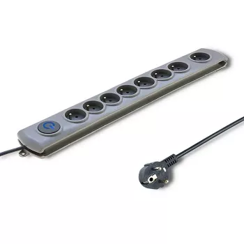 50168 Προστασία Υπέρτασης 8 Έξοδοι Schuko 230 V 3 m γκρι - Πολύπριζο προστασίας υπέρτασης (8 πρίζες Schuko, Type F, 230 V, 50 Hz - Qoltec