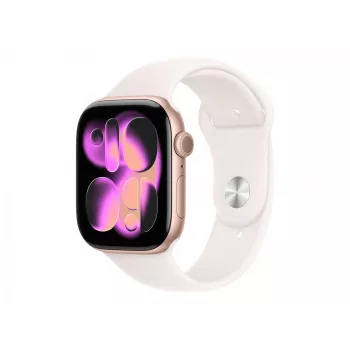 Apple Watch Series 11 GPS 46 mm Θήκη αλουμινίου Roségold με ανοιχτό ροζ λουράκι Sport – S/M | Apple