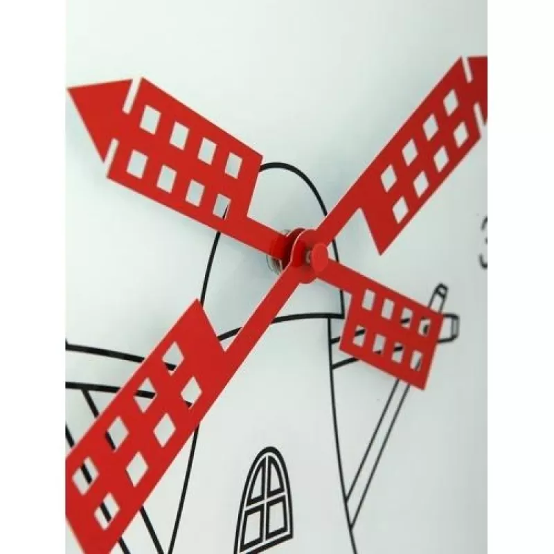 NeXtime ρολόι 8807 Windmil, Ø30 cm, επιτοίχιο, λευκό/μαύρο/κόκκινο