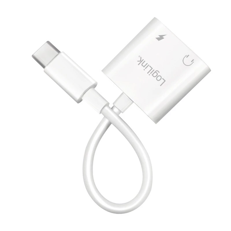 Προσαρμογέας ήχου LogiLink USB-C USB-C/αρσενικό σε 2x USB-C/θηλυκό 60W PD λευκό