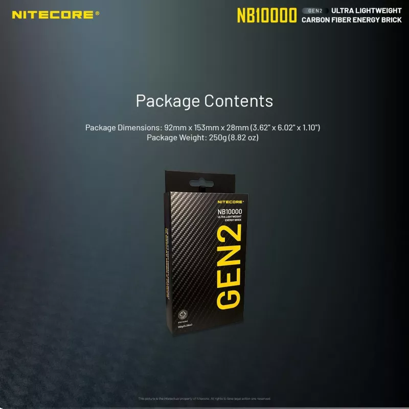 Φορητό powerbank Nitecore NB10000 — 10000 mAh, USB‑A + USB‑C, 38 W συνολική έξοδος, γκρι