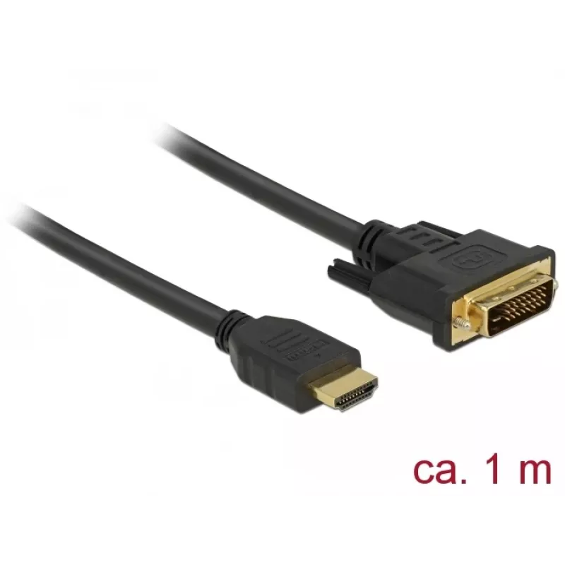 DeLOCK 85652 Αντάπτορας καλωδίου βίντεο 1 m HDMI Type A (Standard) DVI μαύρο (85652)