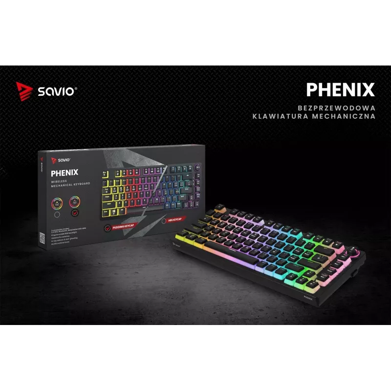 Gaming πληκτρολόγιο Savio SAVGK-PHENIX RED PUDDING μηχανικό RGB Wireless
