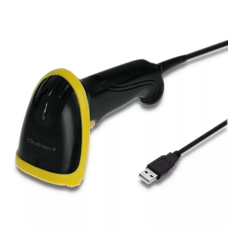 Qoltec 50867 αναγνώστης γραμμωτού κώδικα λέιζερ 1D/2D, USB, μαύρος