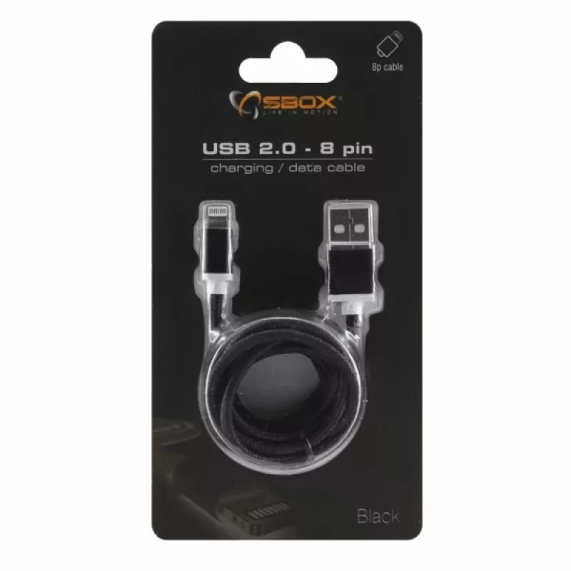 Sbox IPH7-B USB 2.0 8 Pin μαύρο