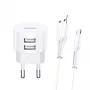 Ενσύρματος φορτιστής usams XTXLOGT18MC05 2x USB 2.1A microUSB λευκό AC/DC