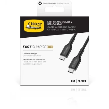Otter Products OtterBox - Καλώδιο USB - 24 ακίδων USB-C (M) σε 24 ακίδων USB-C (M) - USB 2,0 - 3 A - 1,0 m - Μαύρο (78-81356)