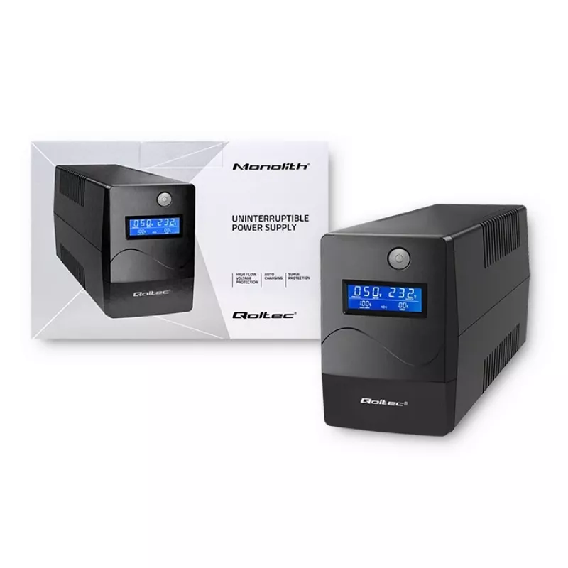 Qoltec Monolith UPS διπλής μετατροπής Online 0,65 kVA 360 W 2 πρίζες