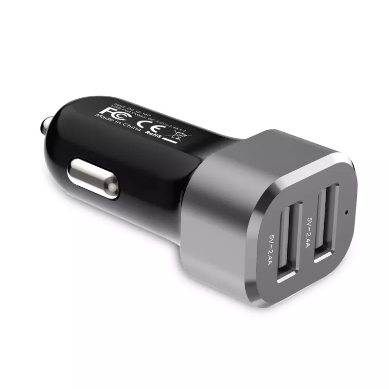 Φορτιστής αυτοκινήτου 2xUSB 2,4A αλουμίνιο