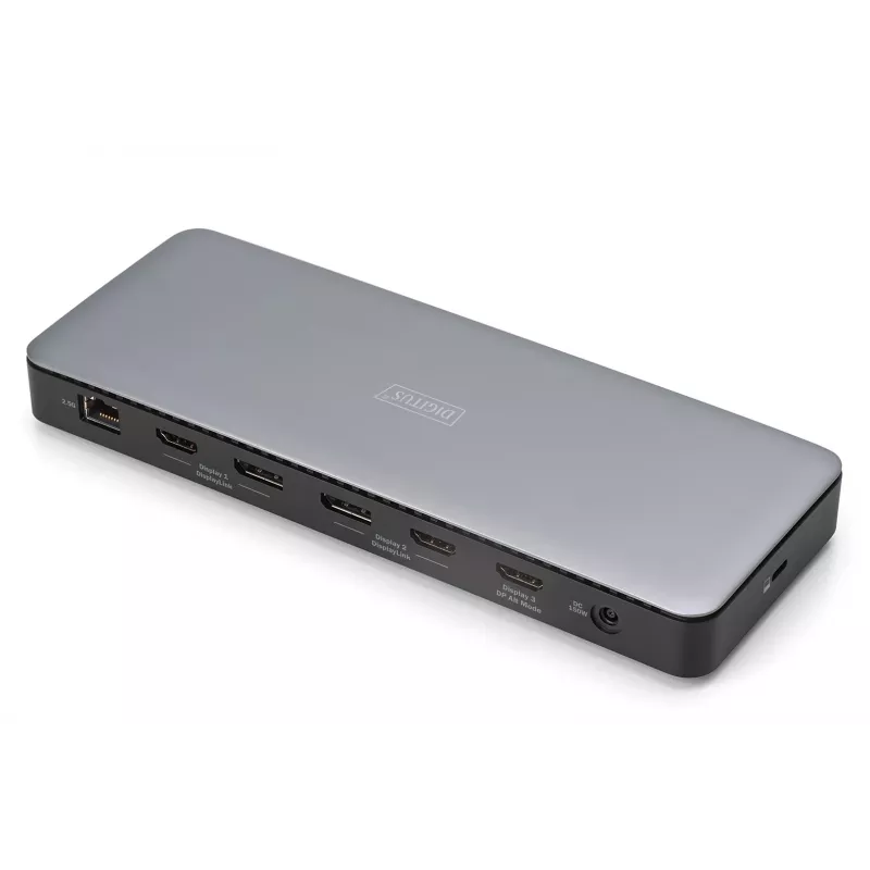Digitus DA-70918 σταθμός σύνδεσης USB-C, 13 θυρών, 3x HDMI, 2x DP, 4x USB-A, 1x USB-C, RJ-45 1GbE, SD, ήχος, 150 W