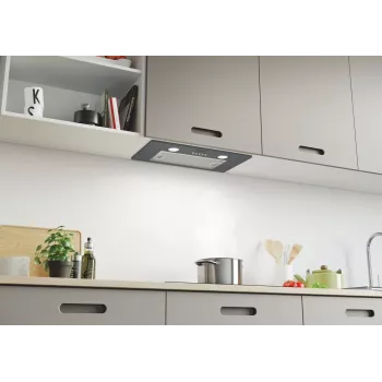 Εντοιχιζόμενος απορροφητήρας CANDY CBG625/1X, πλάτος 520 mm, 207 m³/h, φίλτρο άνθρακα, περιστροφικός διακόπτης, ασημί
