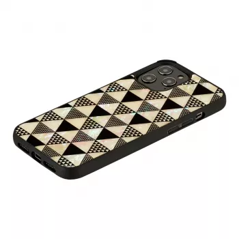 Θήκη προστασίας iKins για Apple iPhone 12 / 12 Pro — μοτίβο πυραμίδων, μαύρο