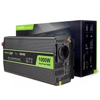 Green Cell INV09 Μετατροπέας τάσης αυτοκινήτου 1000 W Μαύρος
