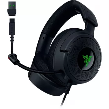 Razer Kraken V4 X - Ενσύρματα ακουστικά gaming για PC (οδηγοί TriForce 40 mm, ανασυρόμενο μικρόφωνο καρδιοειδές, ήχος surround 7.1, Chroma RGB για PC, κονσόλα & τηλέφωνο)