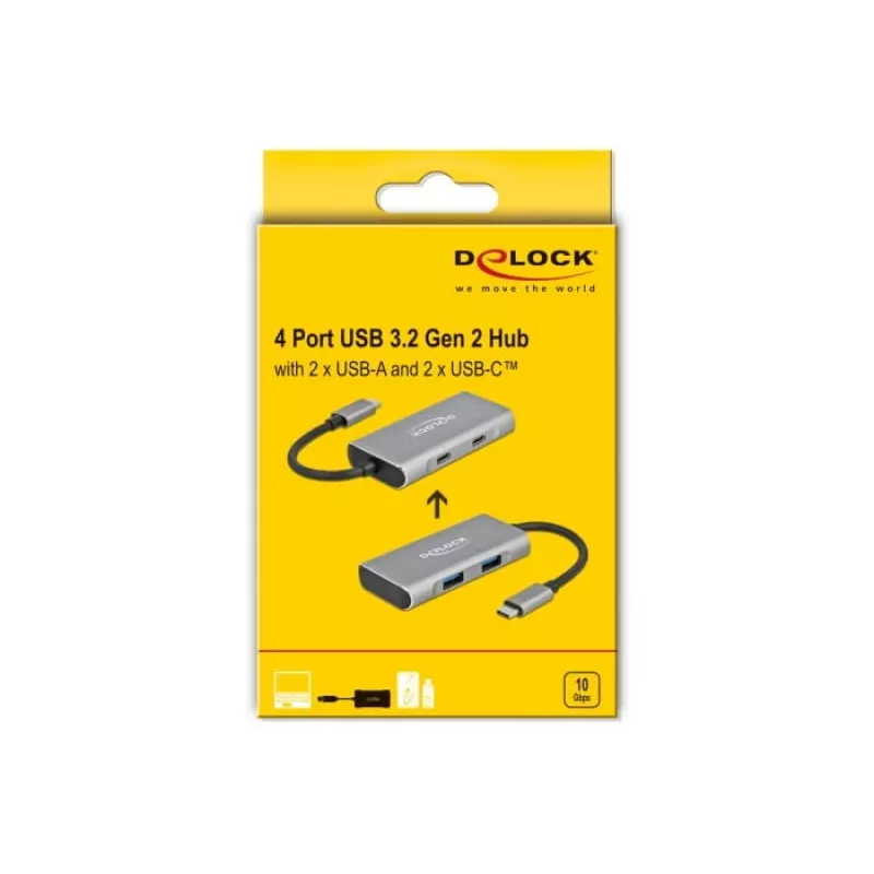 USB hub DeLOCK εξωτερικό USB 10 Gbps USB Type-C hub 63260