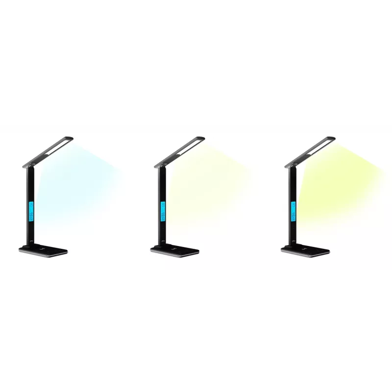 Media-Tech MT222K Leditou φωτιστικό γραφείου LED, 4 W, ασύρματος φορτιστής Qi, ρολόι, μαύρο