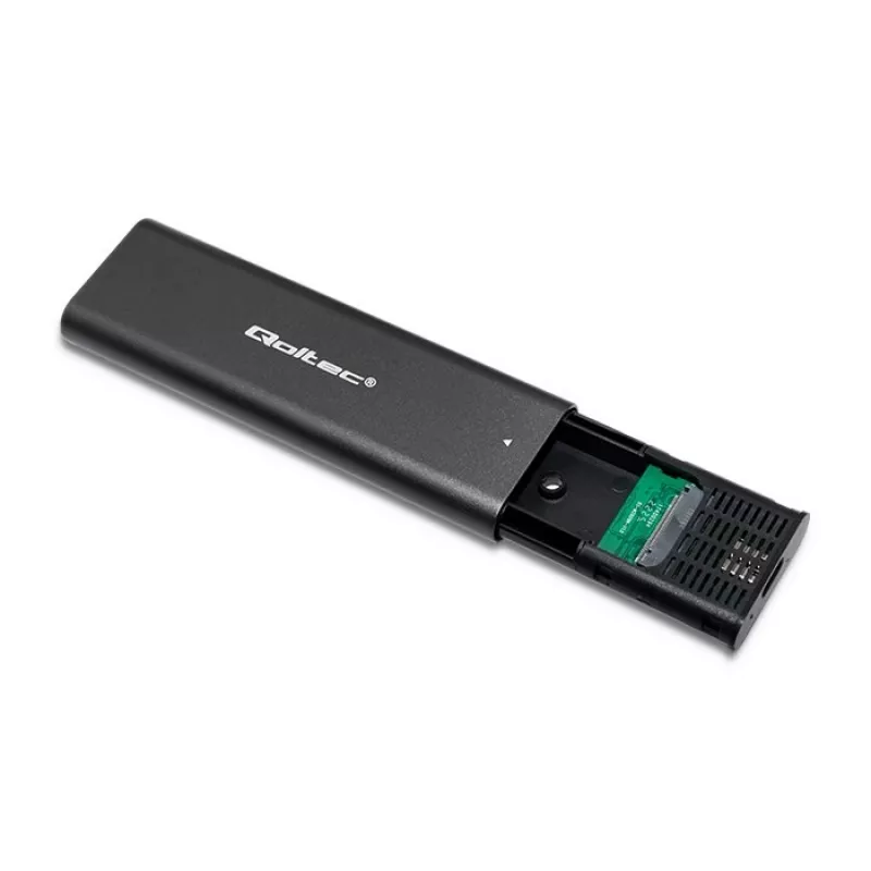 Θήκη SSD QOLTEC 50312 μαύρη για δίσκο M.2 SATA / NVMe, USB Type-C