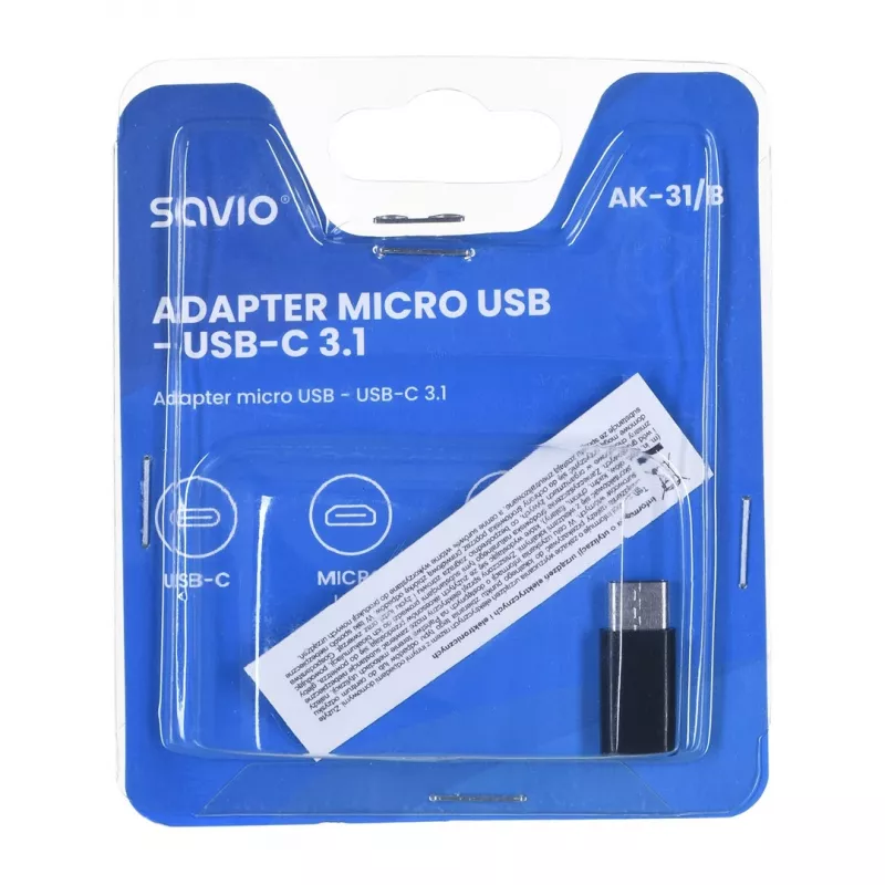 Savio AK-31 / B αντάπτορας καλωδίου/φύλου Micro USB USB 3.1 Type-C μαύρο