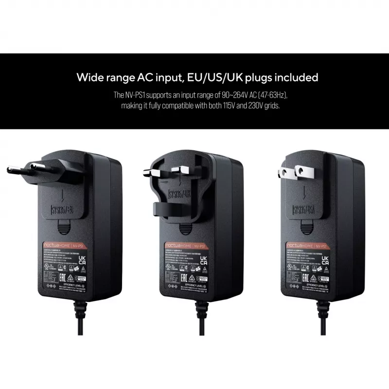 Noctua NV-PS1 τροφοδοτικό, 115/230 V AC σε 12 V DC, για ανεμιστήρες 12 V, μαύρο