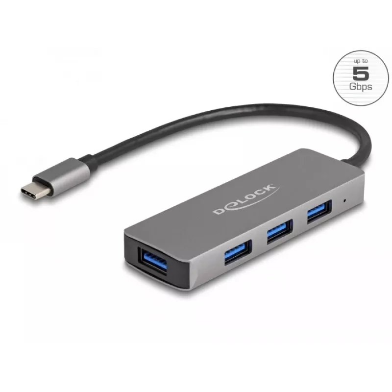 DeLOCK 63173 Hub USB Type-C 5000 Mbit/s Μαύρο