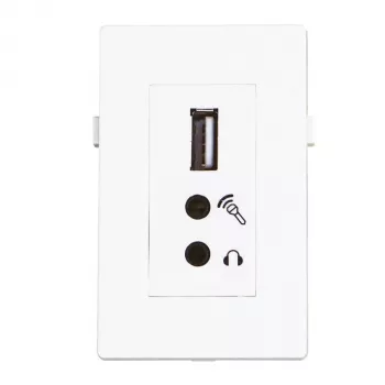 Μονάδα USB2.0+2x mini jack Garbot BN4900-USB A+2XJ λευκό 20 cm