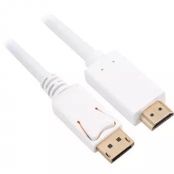 Καλώδιο προσαρμογέα Sharkoon Displayport 1.2 > HDMI 4K Λευκό 3 μέτρα