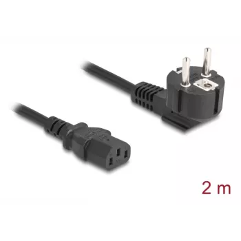 Καλώδιο τροφοδοσίας DELOCK 81567 CEE 7/7 (ST) 90° σε IEC C13, 2 m, 3x1,00 mm