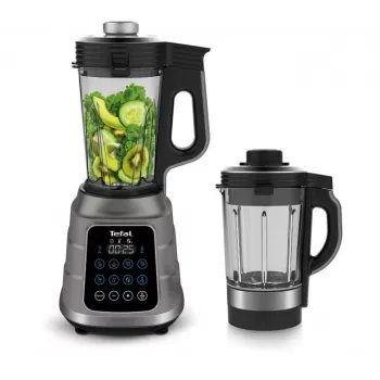 Επιτραπέζιο μπλέντερ Tefal BL985A31 — 1300 W, γυάλινη κανάτα 1,75 l + κανάτα Tritan 2 l, λεπίδες ανοξείδωτου χάλυβα 6 πτερυγίων Trip'Ax, λειτουργία vacuum mix