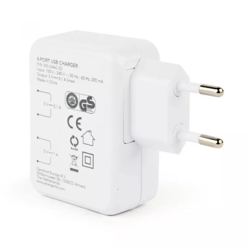 USB φορτιστής Universal λευκό/4-Port EG-U4AC-02 GEMBIRD
