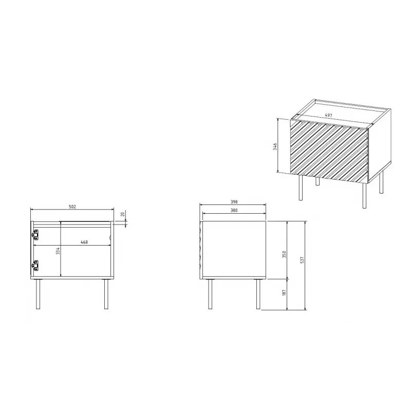 Κομοδίνο Cama ONDA 50x40x54 cm μαύρο MDF/μοριοσανίδα σετ 2 τεμ.