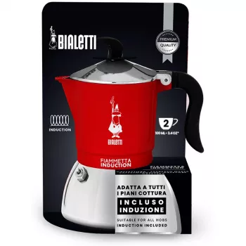 Καφετιέρα για εστία BIALETTI FIAMMETTA 2TZ Induktion Κόκκινη, Καφετιέρα μόκα για εστία 2 φλιτζανιών